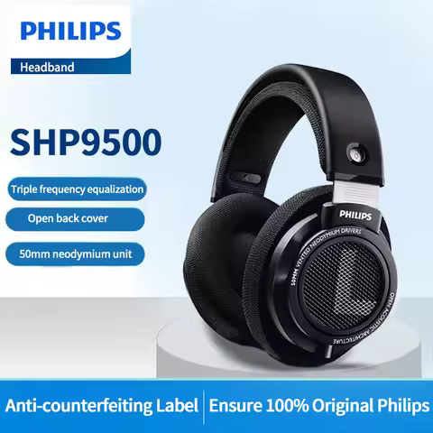 Philips SHP9500 HiFi Precision Stereo Headphones for Music Mobile Computer Gaming Open HD Mic Call W