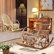 Real Rattan Rocking Chair Handmade Rattan Elderly Adult Leisure Chair Indoor Balcony Leisure Rattan Chair Chinese Style