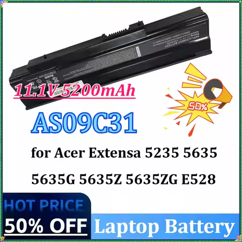 New AS09C31 11.1V 5200mAh 6Cells New Laptop Battery for Acer Extensa 5235 5635 5635G 5635Z 5635ZG E5
