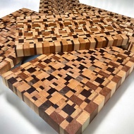 เขียงไม้ เขียงไม้ลายคุณภาพ End Grain cutting board Made in Thailand Chaotic End Grain Cutting Board