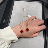 【Best quality】 France Surrogate Shopping Vca/VCA 18K GOLD 24 New Four-Leaf Clover Lucky Series Carne