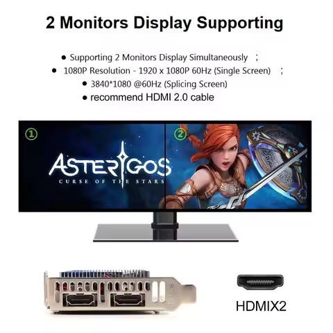 SRhonyra GT730 4GB Graphics Card 1080P Low Profile GPU DDR3 2HDMI 2 Monitor Display PCI-E2.0 16X ,Co