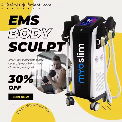 Professional EMS Body Sculpting Machine EMS Body Slimming 4 Handle RF Muscle Stimulation Fat Removal