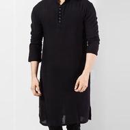 (Speedy electronic)Kurta เสื้อยืดแขนยาวปุ่มตั้ง,เสื้อเบลาส์ Kaftan สีพื้นแยกเสื้อเสื้อคลุม