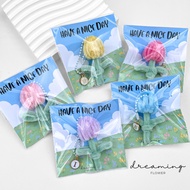 Keychain Tulip Velvet + Letter Pendant HAVE A NICE DAY Card Graduation Gift Giveaways