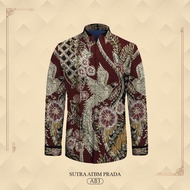 KEMEJA Prada exclusive long-sleeved batik men's shirt, premium silk atbm material, jumbo batik work 