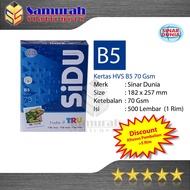 Sinar Dunia B5 70 Gsm HVS Paper Sidu B5 70 Gram HVS/ Sidu B570 Gsm White HVS Paper/ B5 70Gsm/