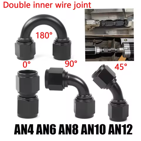 Universal AN4 AN6 AN8 AN10 AN12 Female To Female Union 0/45/90/180 Degree Hose Fitting Adaptor Elbow