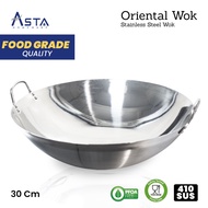 Asta Wok/Oriental Wok Handle 30cm/Stainless Steel Frying Pan/Stainless Wok Pan 30cm