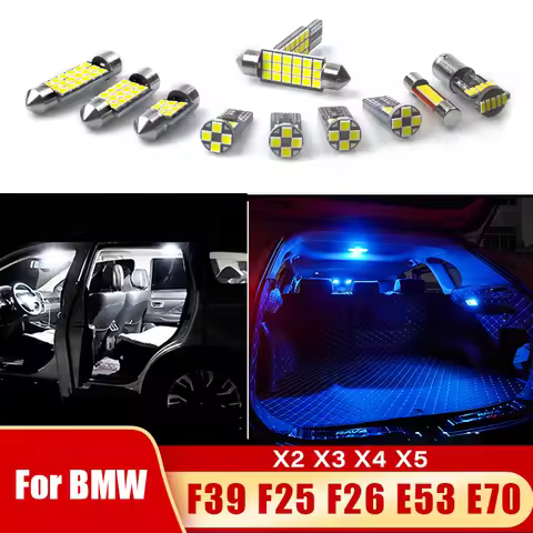 For BMW X2 X3 X4 X5 F39 F25 F26 E53 E70 12v Car LED Bulbs Interior Reading Lamp Vanity Mirror Trunk 
