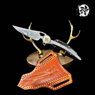 มีด​เดินป่า​ 🔥 มีดพับพรีเมี่ยม​ Indian Maple Leaf ดีไซน์หรู ✨วัสดุ​ใบ:ดามัสกัสสุดคลาสสิก ผลิตจาก เหล