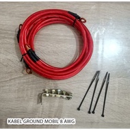 MERAH 7-point Grounding Cable 8 AWG Red Negative Cable Mass Cable