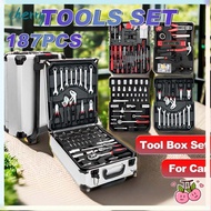 CHERRY 187Pcs Tool Box Set, Socket Wrench Wheeled Trolley Tools Set, Portable High Hardness Professi