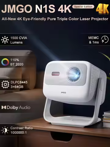 JMGO N1S 4K Special Edition Tri-color Laser DLP Projector with 1650 ISO Lumens and Dolby Audio Home 