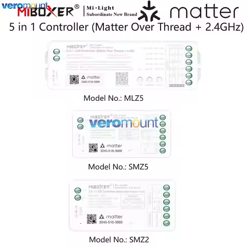 MiBoxer SMZ5 MLZ5 5 in 1 SMZ2 LED Controller Tuya Voice APP (Matter Over Thread+2.4G) for DIM/RGB/RG