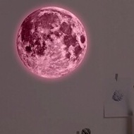 1pc Glow-In-The-Dark Moon Red, Glow-In-The-Dark Moon Wall Sticker, Glow-In-The-Dark PVC Cartoon Stic