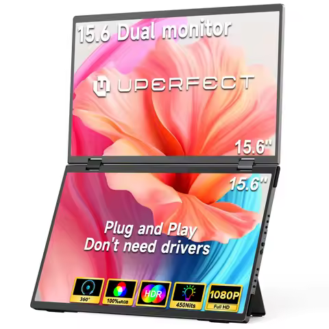 UPERFECT Delta 15.6"Dual Monitor Portable Gaming Triple Pc Display Laptop Screen 1080P HDR Folding A