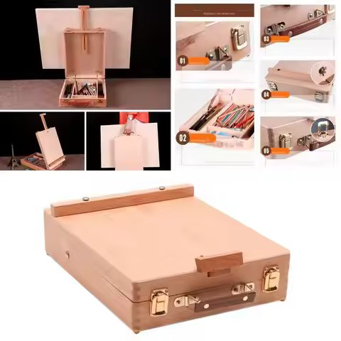 Wooden Art Easel Box Sketch Box Table Easel for Art Supplies Professionals