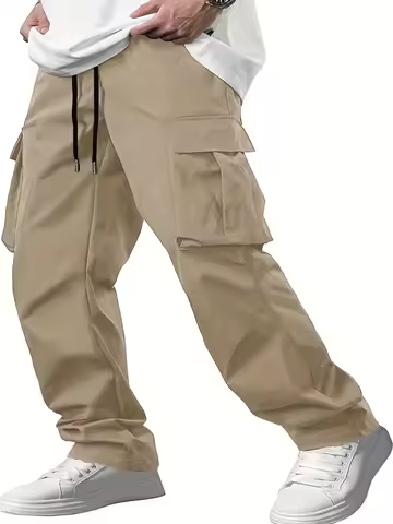 2025new men's workwear pants, European and American men's loose straight casual pants, men's workwea