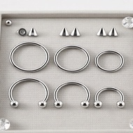 6-Pack 16G Surgical Steel Septum Nose Hoop 8mm 10mm 12mm Horseshoe Rings Multi-Color Piercing Jewelr