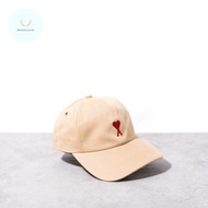 Ami Paris Red ami de coeur embroidered logo cap Sand