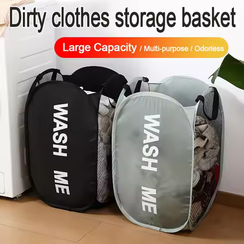 Folding Laundry Basket Breathable Collapsible Wide Opening Laundry Basket Large Dirty Laundry Basket