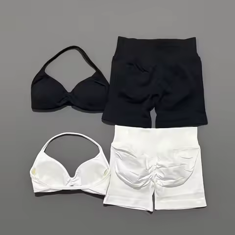 DF-LOGO2 Piece Sports Gym Set Strappy Bra Yoga Underwear Short Sport Leggings Bicycle Running Sports