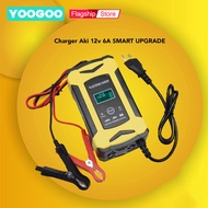 YOOGOO Charger Aki 6A 12V Mobil Carger Aki Mobil Casan Aki Alat Cas Aki Motor Carger Accu TRANSFORM RIKIN