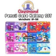 Tin Pencil Case Set + 2-Layer Whiteboard Fancy Stationery Tin Pencil Case Complete Set Tin Pencil Ca