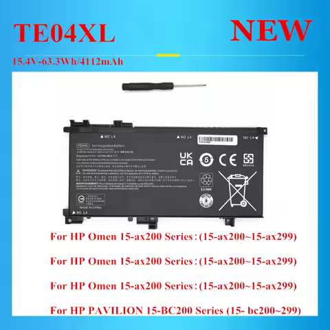 New 15.4V-63.3Wh TE04XL battery For HP Omen 15-ax200 PAVILION 15-BC200 Series 905175-271 905175-2C1 