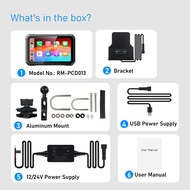 RBNJO Carplay ไร้สาย7นิ้ว IPX7หน้าจอสัมผัส IPS กันน้ำสเตอริโอจีพีเอสนำทาง CarPlay และ Android พร้อมเ