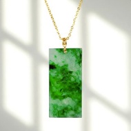 冰種辣綠花青翡翠無事牌項鍊 18K墜頭 | 天然緬甸A貨翡翠 | 送禮