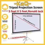 Portable Projector Tripod Projection Screen 5X5 5 Feet x 5 Feet 1:1 Screen Ratio 60 Inch X 60 Inch R