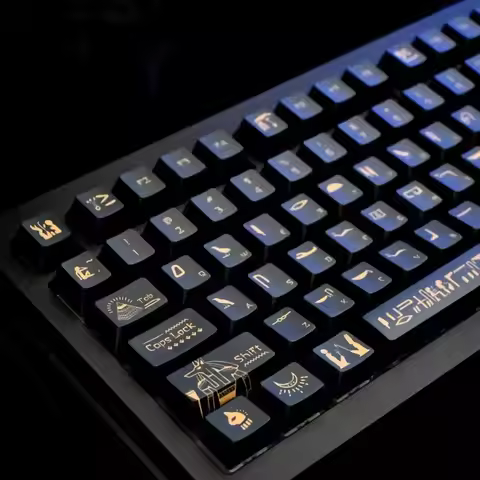 142 Keys Black Gold GMK Pharaoh Keycaps Cherry Proflie PBT Dye Sublimation Keycap For MX Switch Mech