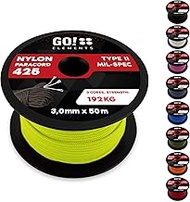 GO!elements 100 m Paracord Rope Made of Tear-Resistant Nylon - 3 mm Paracord 425 Type II Max. 192 kg