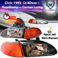 Honda Civic 1992 - 1995 EG6 EG9 SR4  ( 3 / 4 Door ) Diamond ( Glass ) Headlamp Light + Corner Lamp C