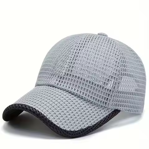 Men's Solid Color Mesh Breathable Baseball Cap Sun Protection Hat Women Sports Cap Camping Cap