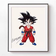 龍珠 Dragon ball Z 孫悟空 鳥山明 簽名 藝術畫連框 大約 40*30 cm 激罕 值得收藏