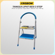 KRISBOW 2-Step Iron Folding LADDER biru LADDER 2-Step STEEL STOOL YS2061