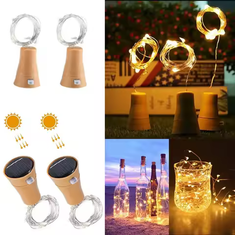 Solar Wine Bottle Light Copper Wire Fairy Light Waterproof For Wine Bottle Crafts Party Wedding Hall