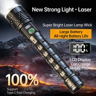 Zoomable LED Flashlight High Power Long Battery Life Laser Torch, Rechargeable Portable Light for Ca