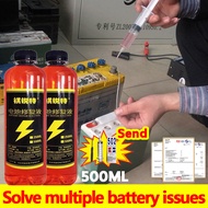 【500ml】Car battery water.Battery acid water Battery repair liquid battery acid water Serbuk bateri k