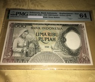 Uang kuno lama indonesia rupiah pekerja coklat 5000 pmg repl langka