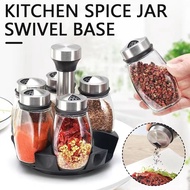 Transparent Spice Bottle Set With Swivels Base Moisture-proof Seasoning Bottle For Kitchen