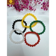 8mm Agate Bracelet with 5 Colors of Metal, Water, Wood, Fire and Earth Elements - DNJ Gemstone