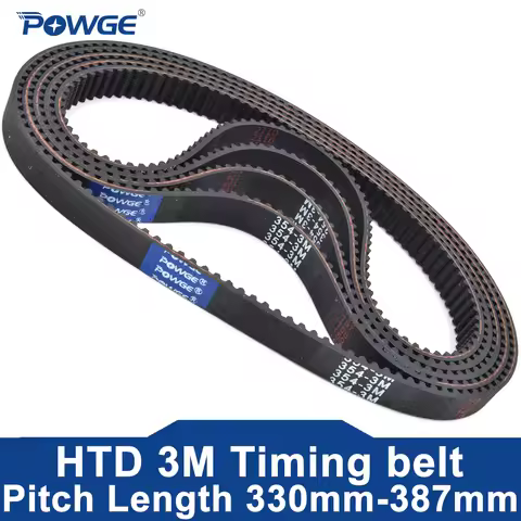 POWGE HTD 3M Timing belt Lp=330 333 336 339 342 345 348 351 354 357 360 363 366 369 372 375 378 381 