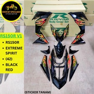 (STICKER TANAM/AIRBRUSH) RAPIDO COVER SET HONDA RS150 RS150R V1/V2/V3 EXTREME SPIRIT (42) BLACK RED