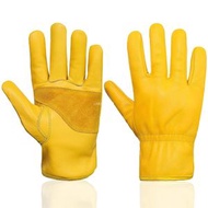 Others - 男女通用牛皮工作手套，加厚耐用花園手套，防刺防割牛皮工作手套(M）