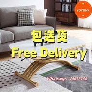 🌟包送貨- 氣壓茶几 餐枱 岩板餐枱 實木底板 升降枱 多功能餐桌 可移動帶轆 升降桌子 免安裝整裝發貨 可變圓形長方形 油壓枱 全新包送貨 dining table #tea table#coffe