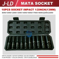 MATA JLD 10pcs Impact Socket Bit Set 1/ 2inch (13mm) Long Socket Bit 8mm - 24mm Long Socket Bit Impa